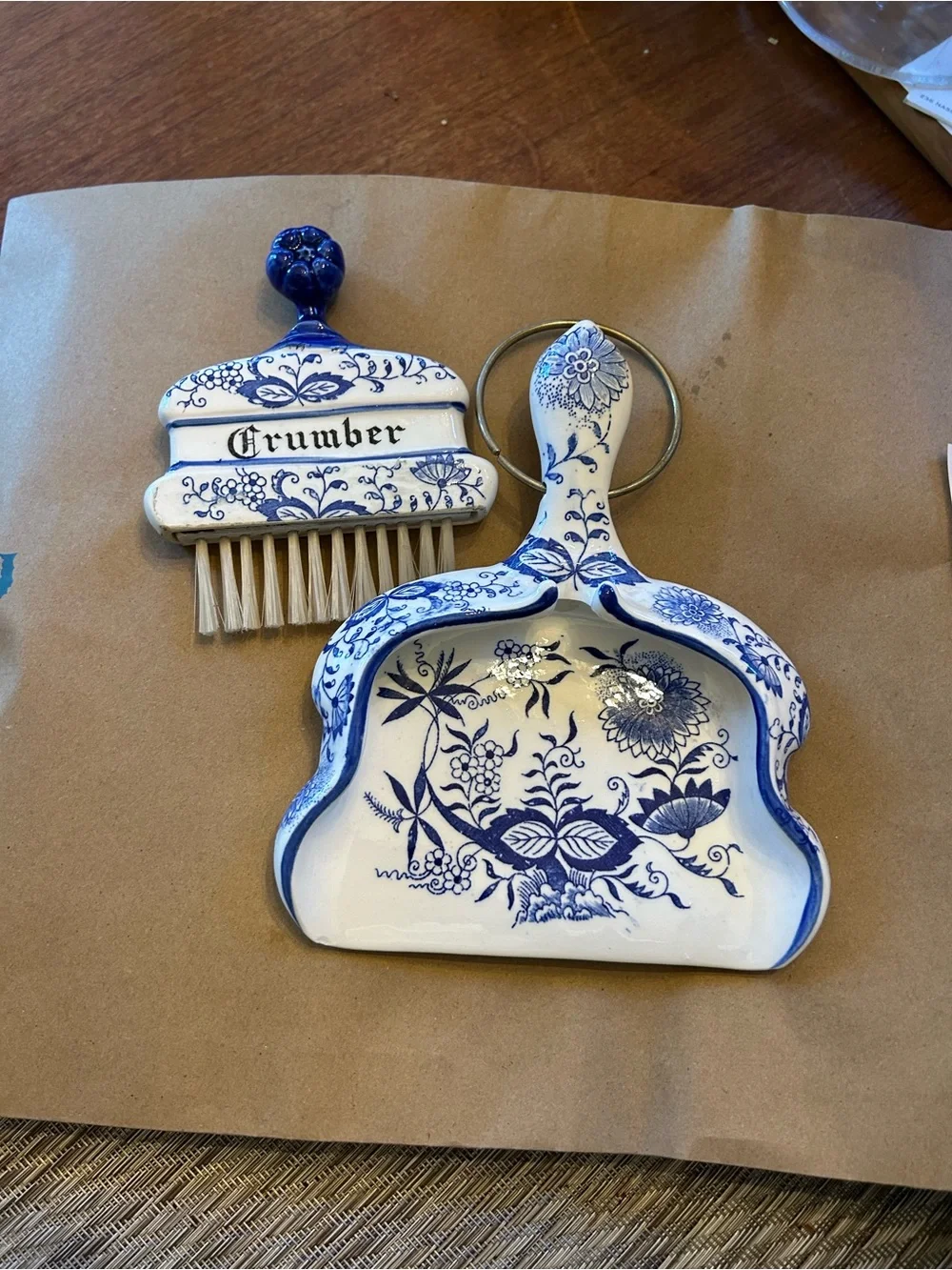 Vintage made in Japan  ceramic crumber/table crumb catcher dustpan and brush